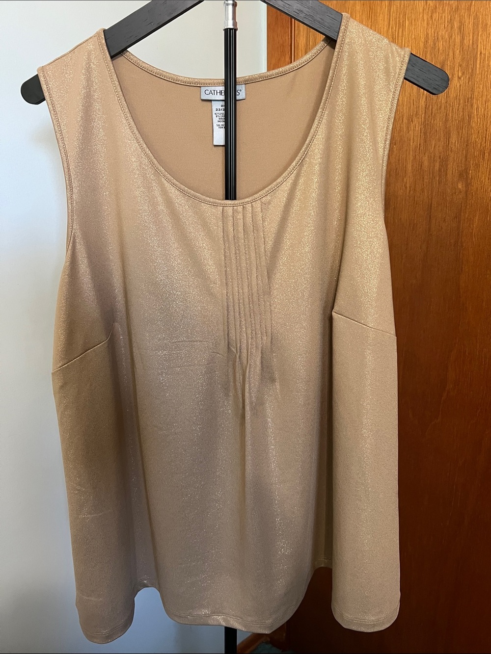 Catherines Shimmery Beige Sleeveless Scoop Neck Tank